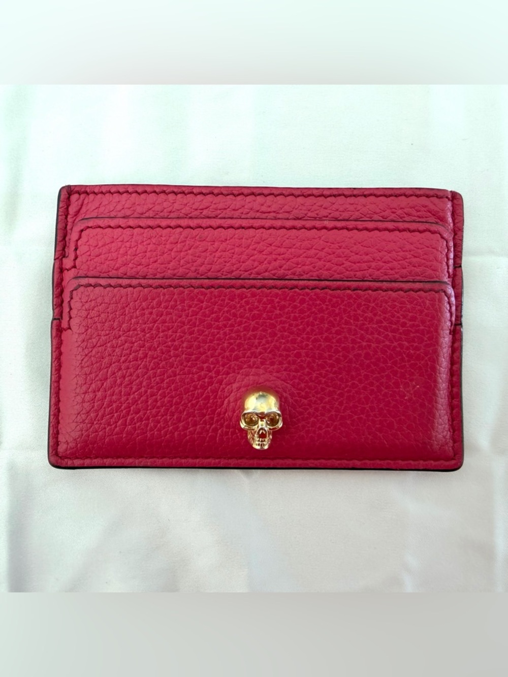 Alexander McQueen Pink Leather Cardholder with Gold Skull